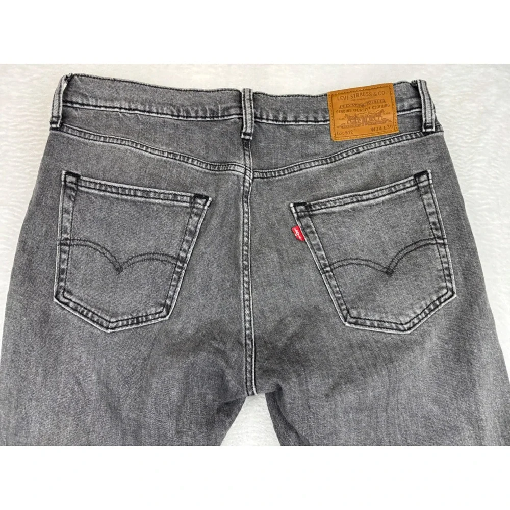 Levis Premium 512 Men's 34x30 Jeans Slim Taper Light Washed Grey Skinny's